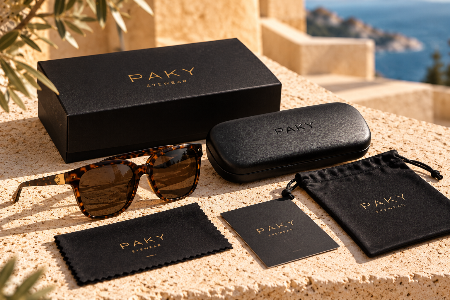 PAKY sunglasses packaging and protective accessories